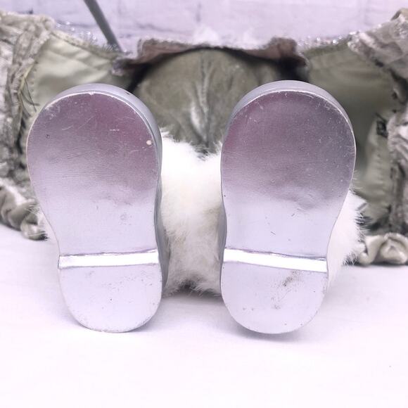 Christmas Silver White Faux Fur 16" Standing Ceramic Face Hands Collectible Sana - Picture 12 of 16